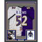 Framed Autographed/Signed Ray Lewis 35x39 Baltimore Split Purple White Football Jersey JSA COA