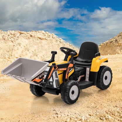 RC Electric Excavator Ride-On Toy Tractor for Kids with 2.4GHz Remote Control - 12V