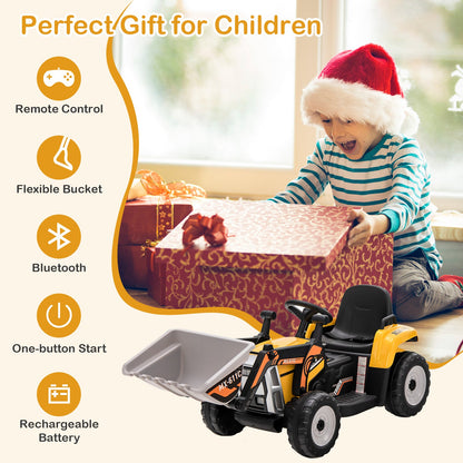 RC Electric Excavator Ride-On Toy Tractor for Kids with 2.4GHz Remote Control - 12V