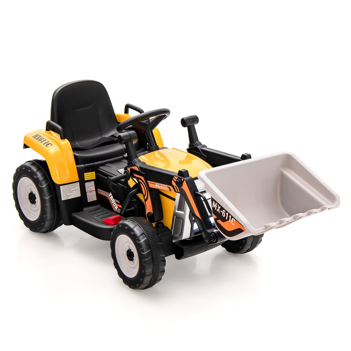 RC Electric Excavator Ride-On Toy Tractor for Kids with 2.4GHz Remote Control - 12V