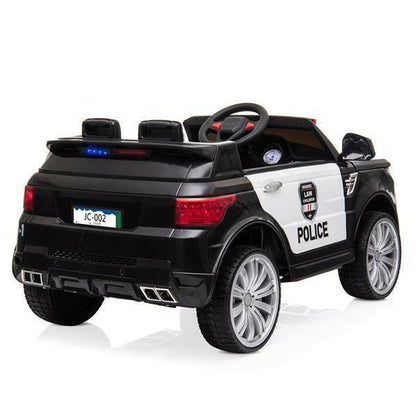 RC Kids SUV Police Car with LED Flashing Horn and Music - 12V Electric Ride On Toy