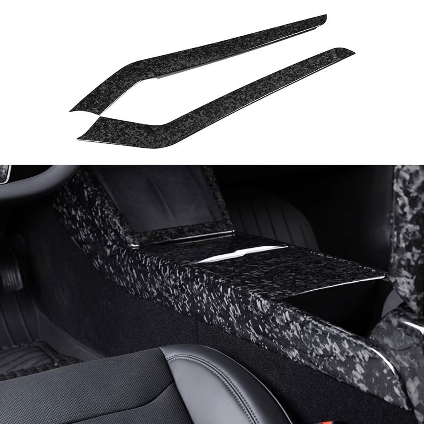 Real Dry Carbon Fiber Center Console Side Panel Overlays for Model 3 Highland / Model Y Juniper(2 Pieces)