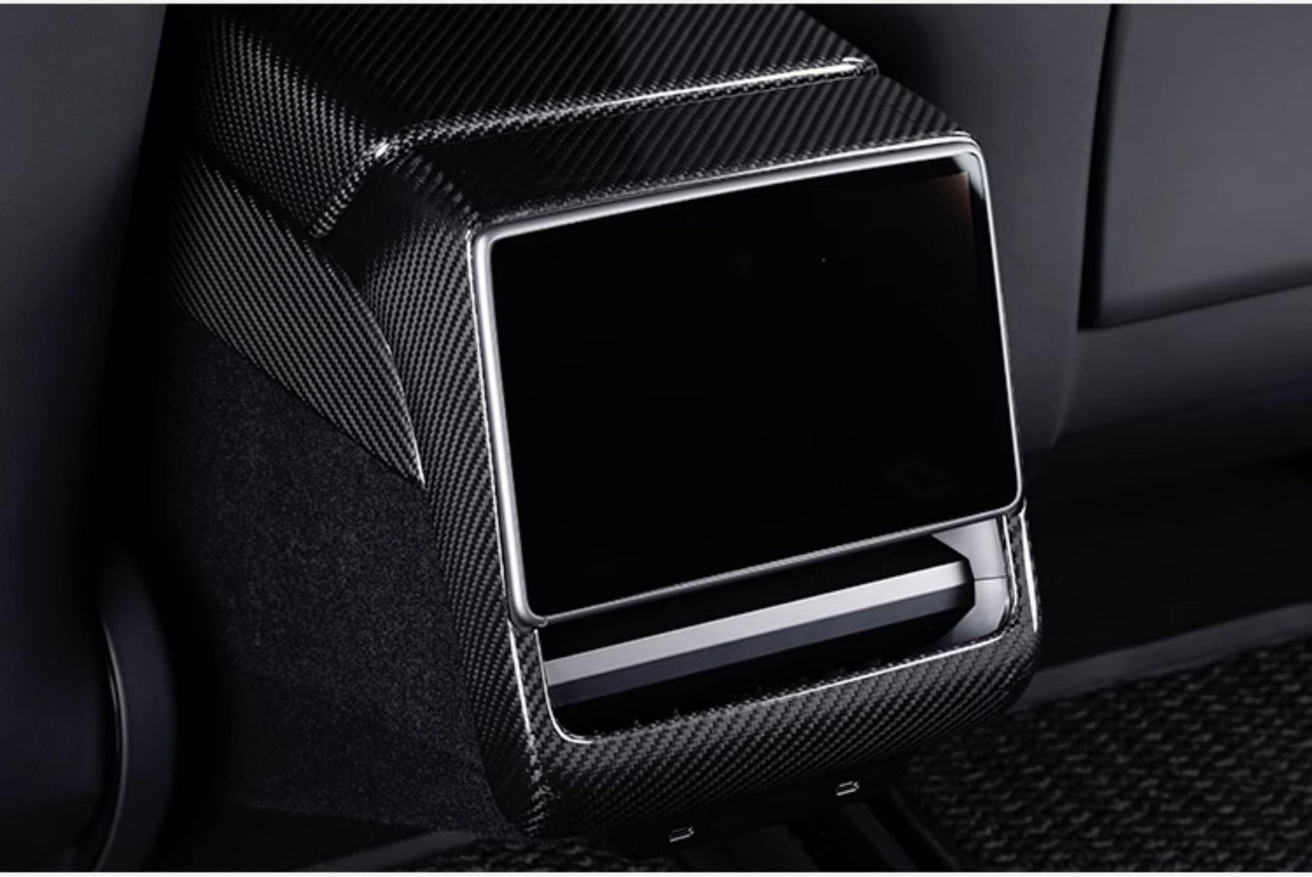 Real Dry Carbon Fiber Rear Screen Trim Frame Overlay for Model 3 Highland