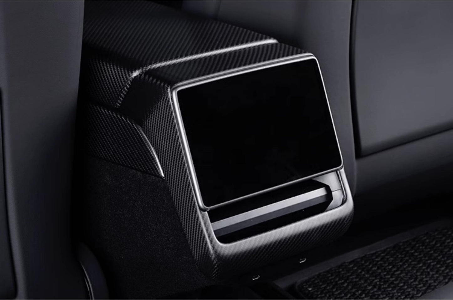 Real Dry Carbon Fiber Rear Screen Trim Frame Overlay for Model 3 Highland