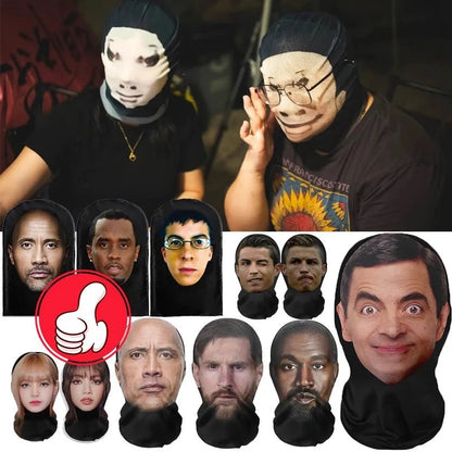 Realistic 3D Celebrity Face Mask | Full Face Nylon Cosplay Headgear for Halloween