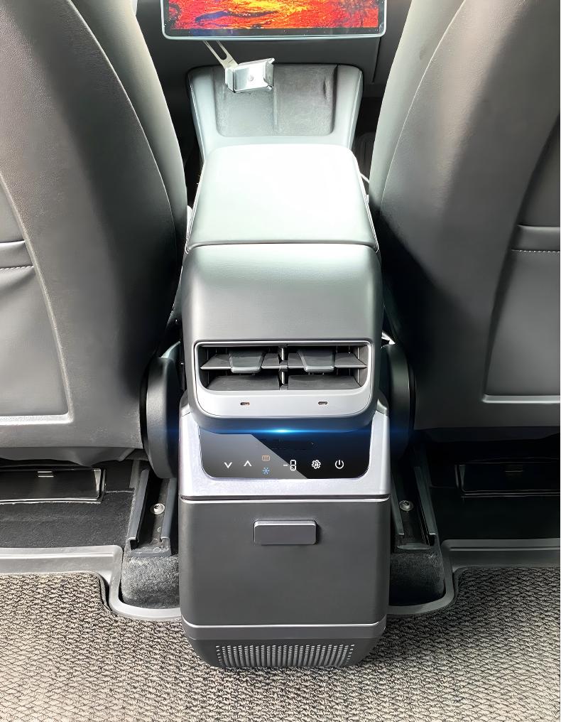 Rear Armrest Box Refrigerator for Model Y | Compressor Cooling | 40-Min Fast Cool | Non-Destructive Install
