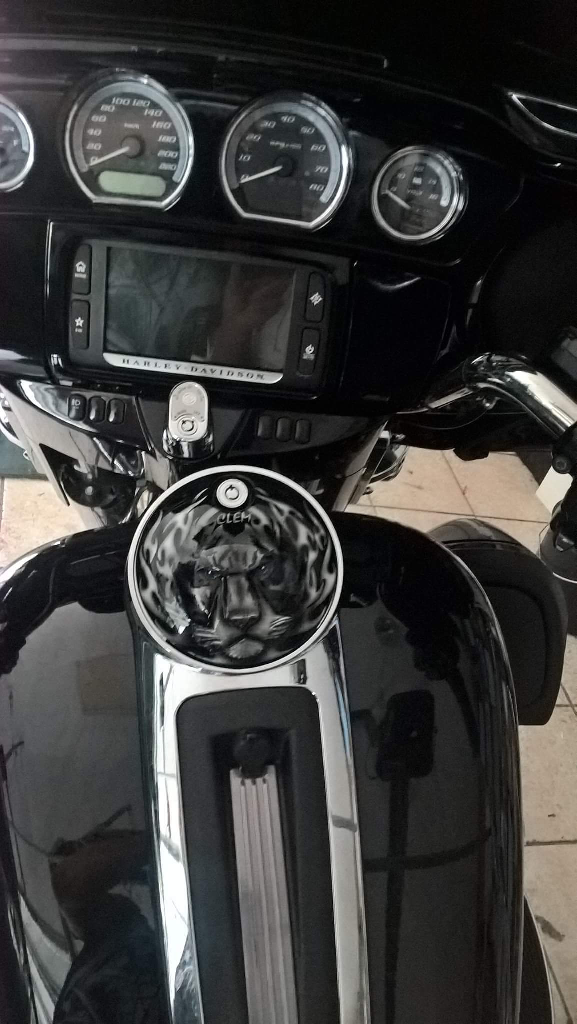 Tiger and Fire Harley fuel door