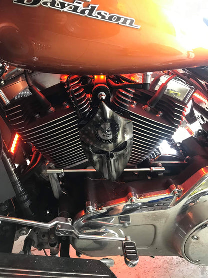 Custom Harley horn 3D Punisher with ghosted American flag Navy logo