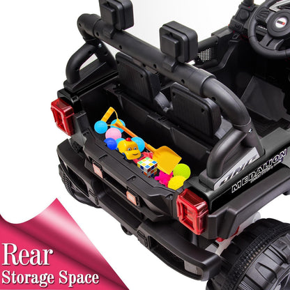 Rechargeable Electric Car Toy with Adjustable Seat Belt and 3 Speeds - Black