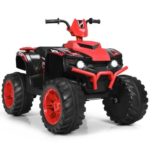 Red 12V Electric ATV Quad for Kids with 2-Speeds and LED Lights