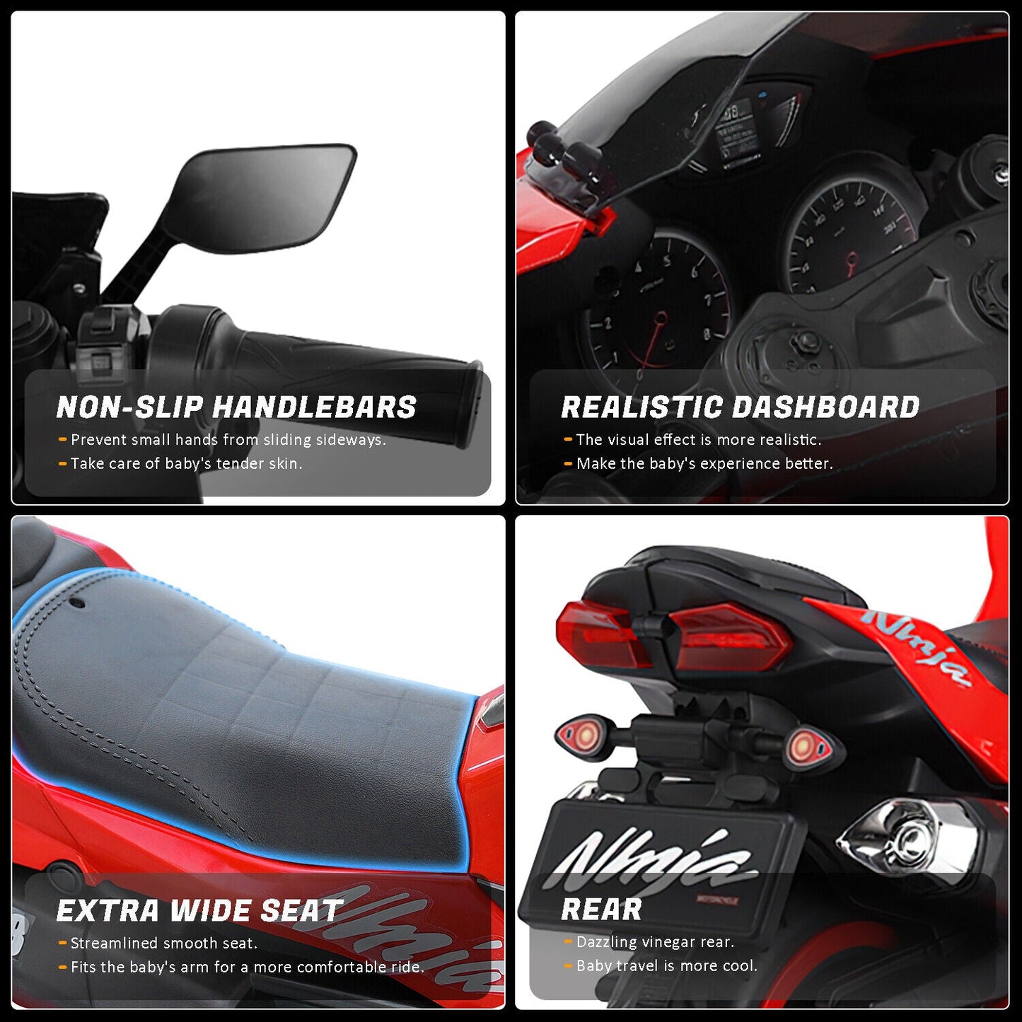 Red 12V Electric Ride-On Motorcycle for Kids