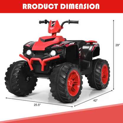 Red 12V Kids ATV Quad Ride On Car with LED Light and Music Toy