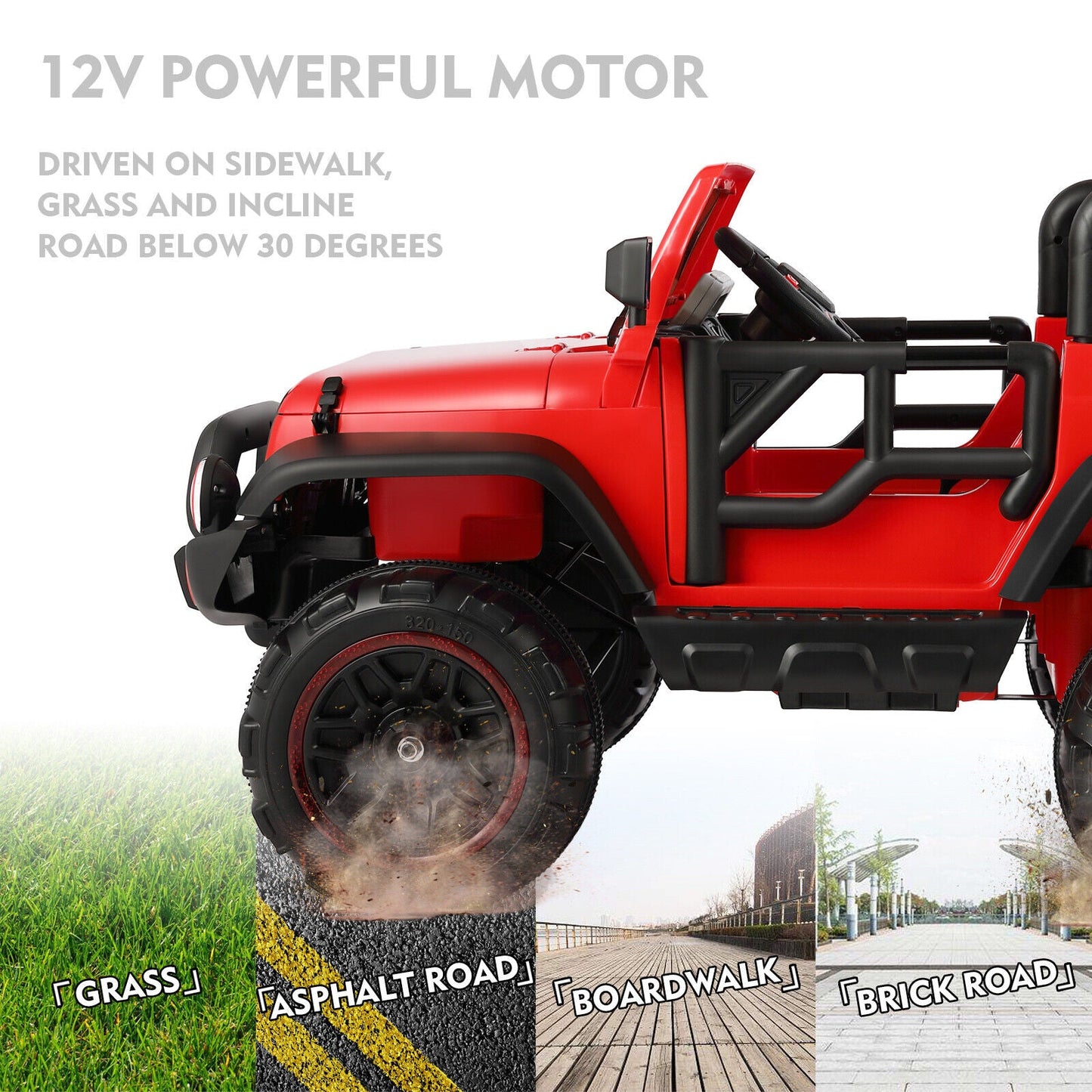 12V Double-Seater Electric Ride-On Truck for Kids with MP3, LED Lights, Cover, and Remote Control