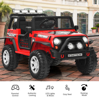 Red 12V Kids Ride On Truck with Remote Control & Lights - Electric Car for Endless Fun!
