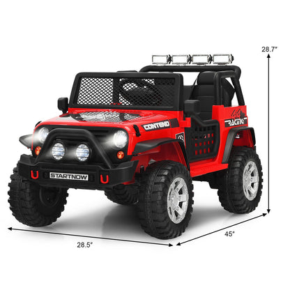 Red 12V Kids Ride On Truck with Remote Control and Lights