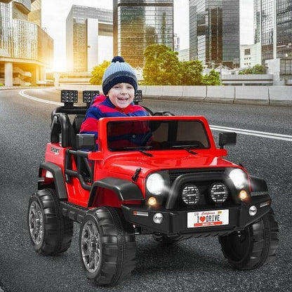 Red 2-Seater Ride on Car Truck with Remote Control and Storage Room - 12V