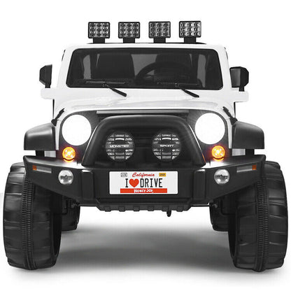 Red 2-Seater Ride on Car Truck with Remote Control, LED Lights, Storage, and USB Port for Kids