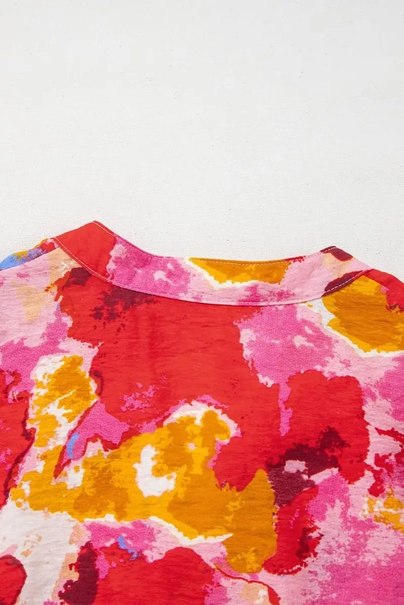 Pants Love Salve Red Ruffle Blouse Women's Daily Abstract Print Southern Belle Top: Summer Ready
