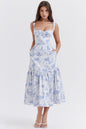 Sweet and spicy wind suspender solid color A pendulum floral dress women