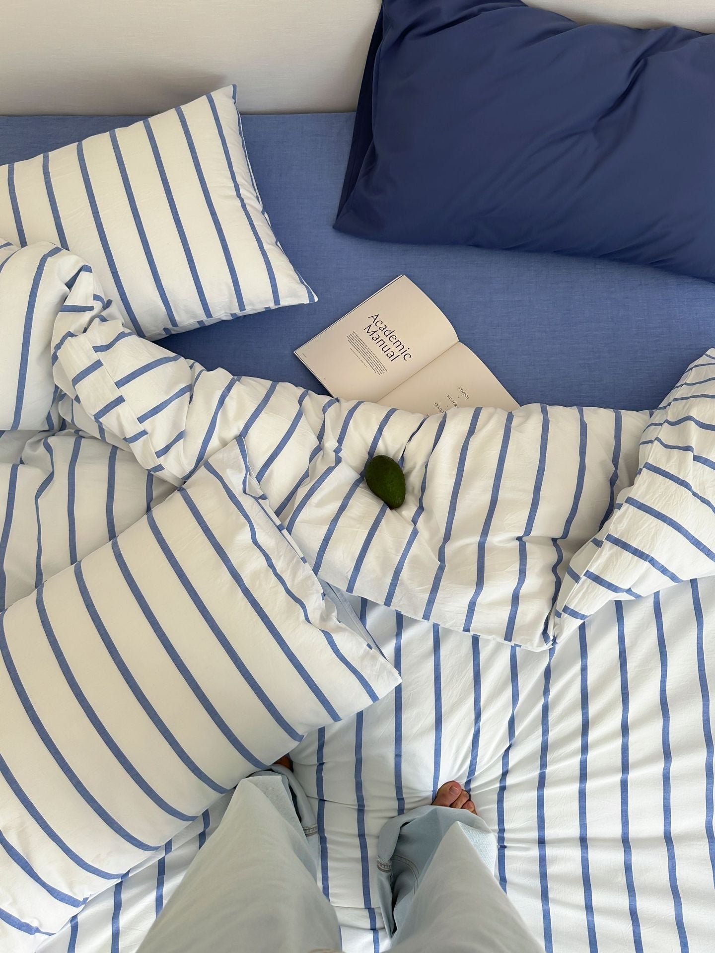 Refreshing Stripe Bedding Set / Blue Single