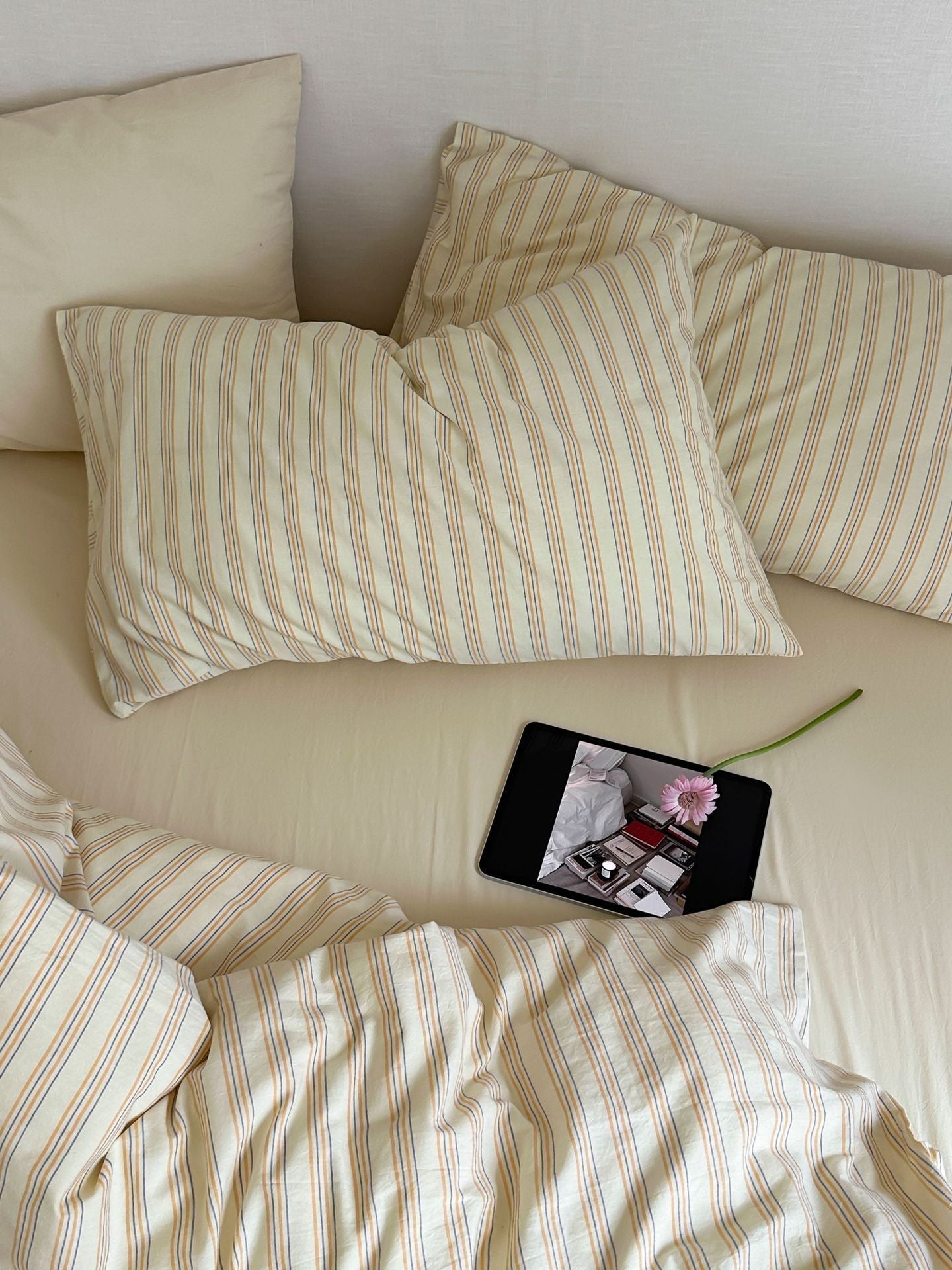 Refreshing Stripe Bedding Set / Forest Green
