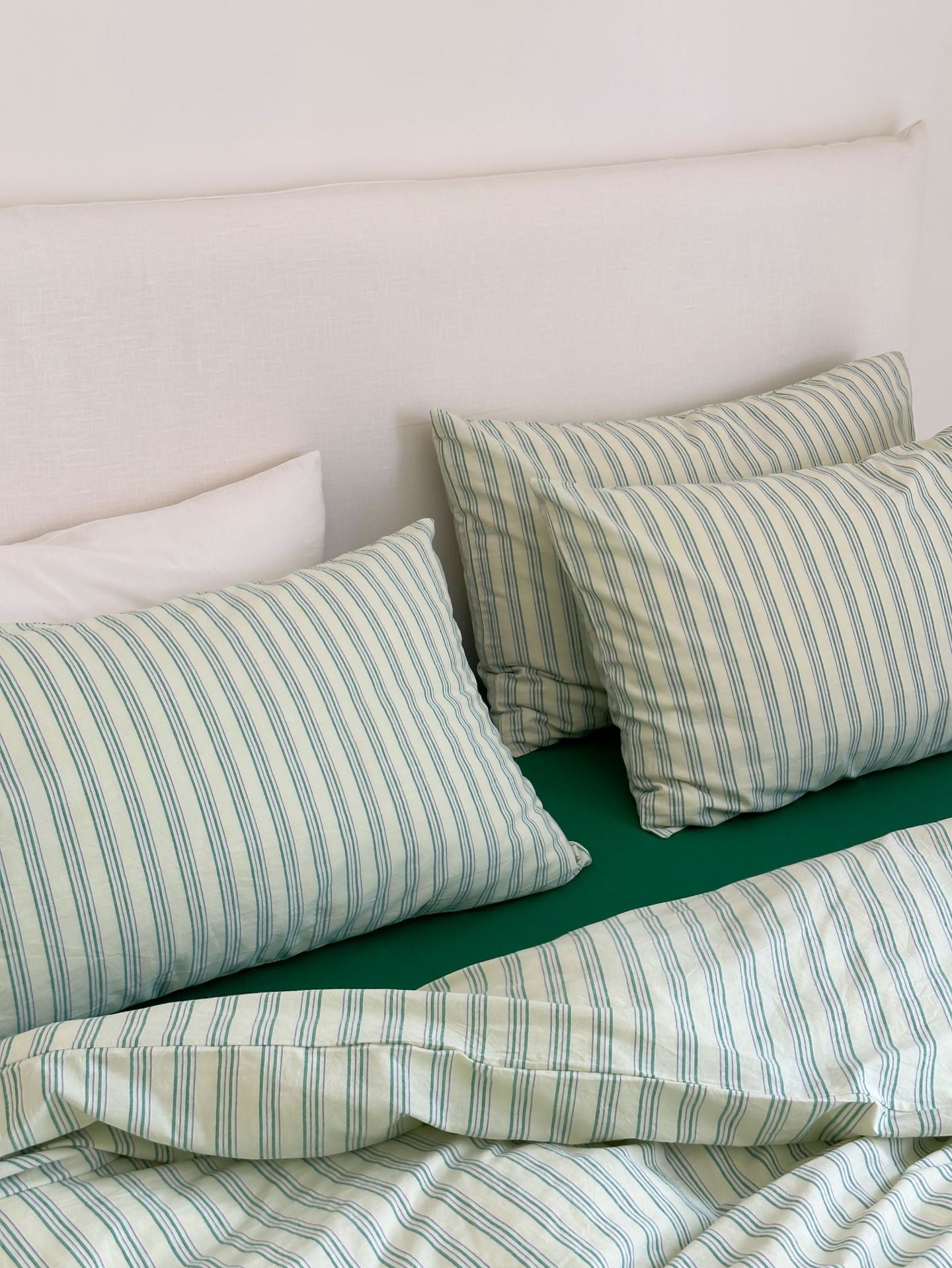 Refreshing Stripe Bedding Set / Forest Green