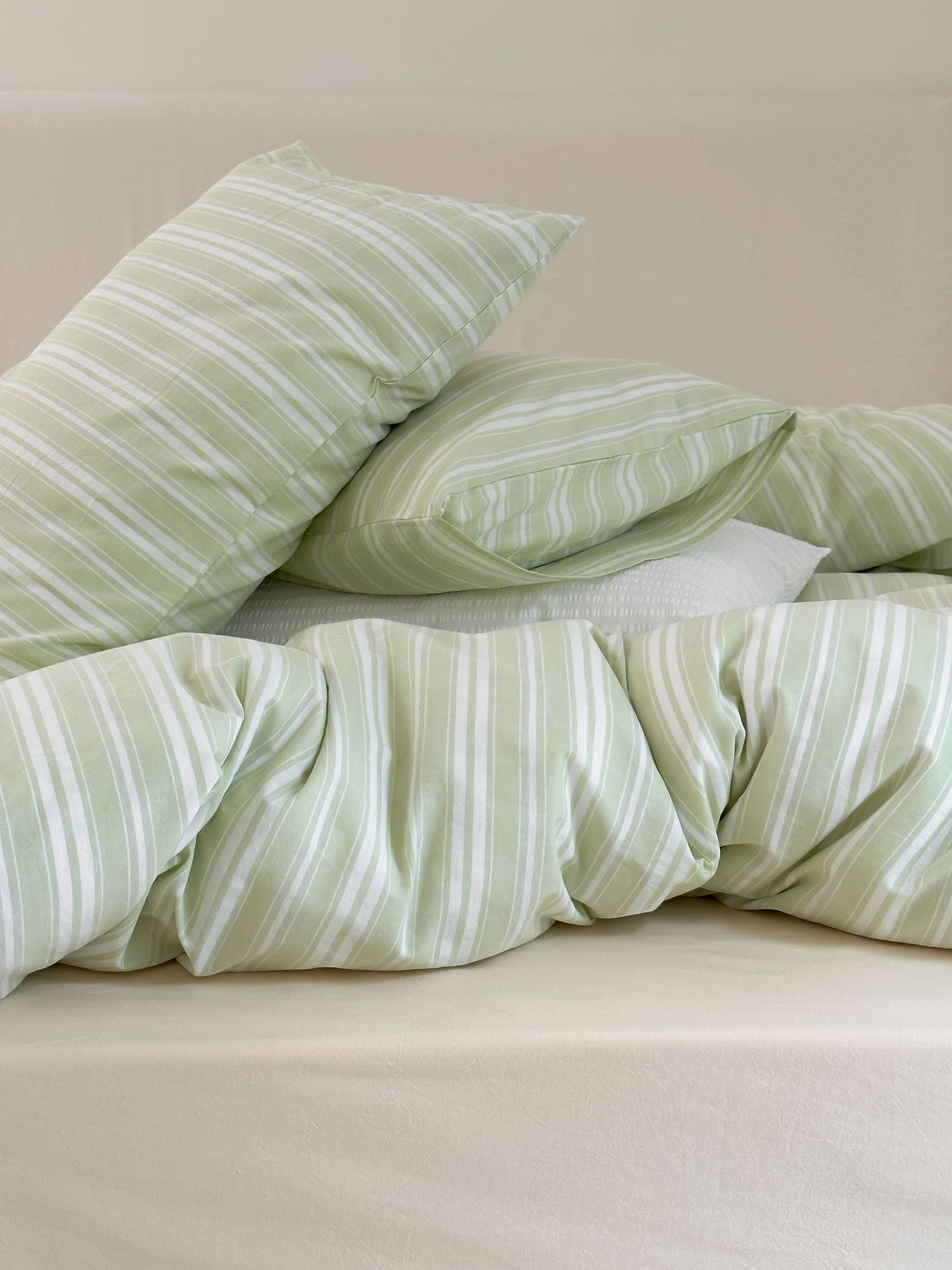 Refreshing Stripe Bedding Set / Forest Green