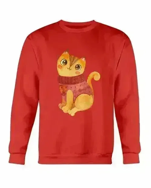 Winter Cat Sweatshirt - Gildan Crewneck Fleece Top | Femstylo