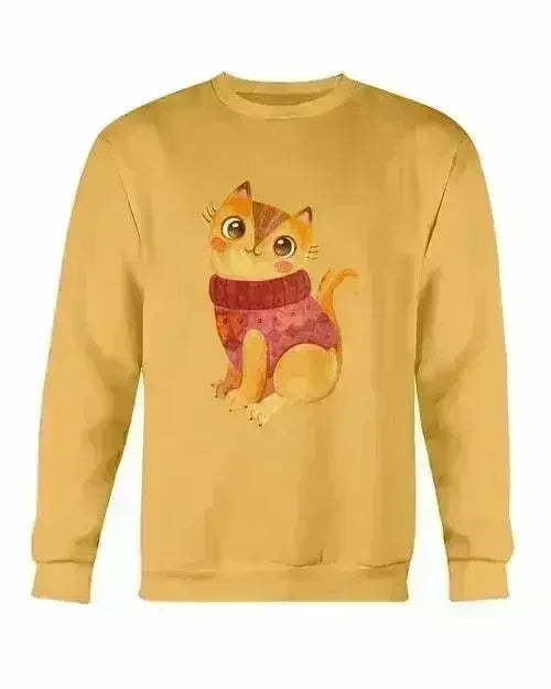 Winter Cat Sweatshirt - Gildan Crewneck Fleece Top | Femstylo