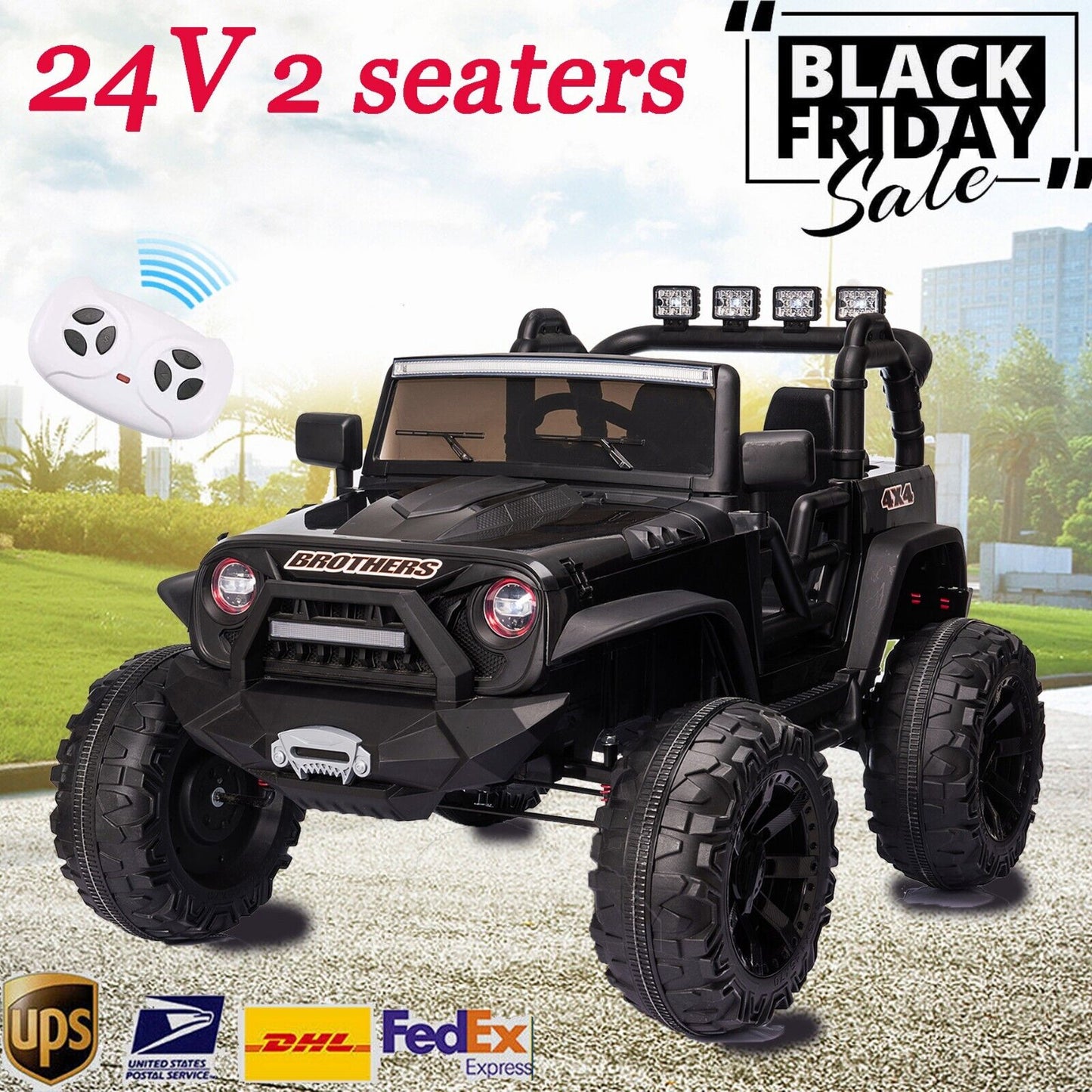 400W Electric Kids Ride On Jeep Truck with Remote Control, MP3 Player, and LED Lights