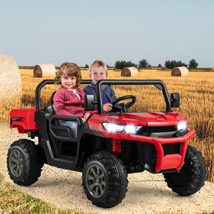 Remote Control Dump Truck with LED Headlights and Rear View Mirrors - 12V Ride-On Toy