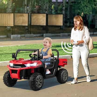 Remote Control Dump Truck with LED Headlights and Rear View Mirrors - 12V Ride-On Toy