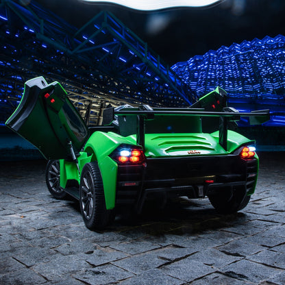 Remote Control Electric Ride-On Car with MP3 Player and LED Lights - Green