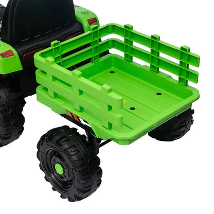 Remote Control Electric Tractor Trailer Ride-On Toy for Kids - 12V Battery Powered