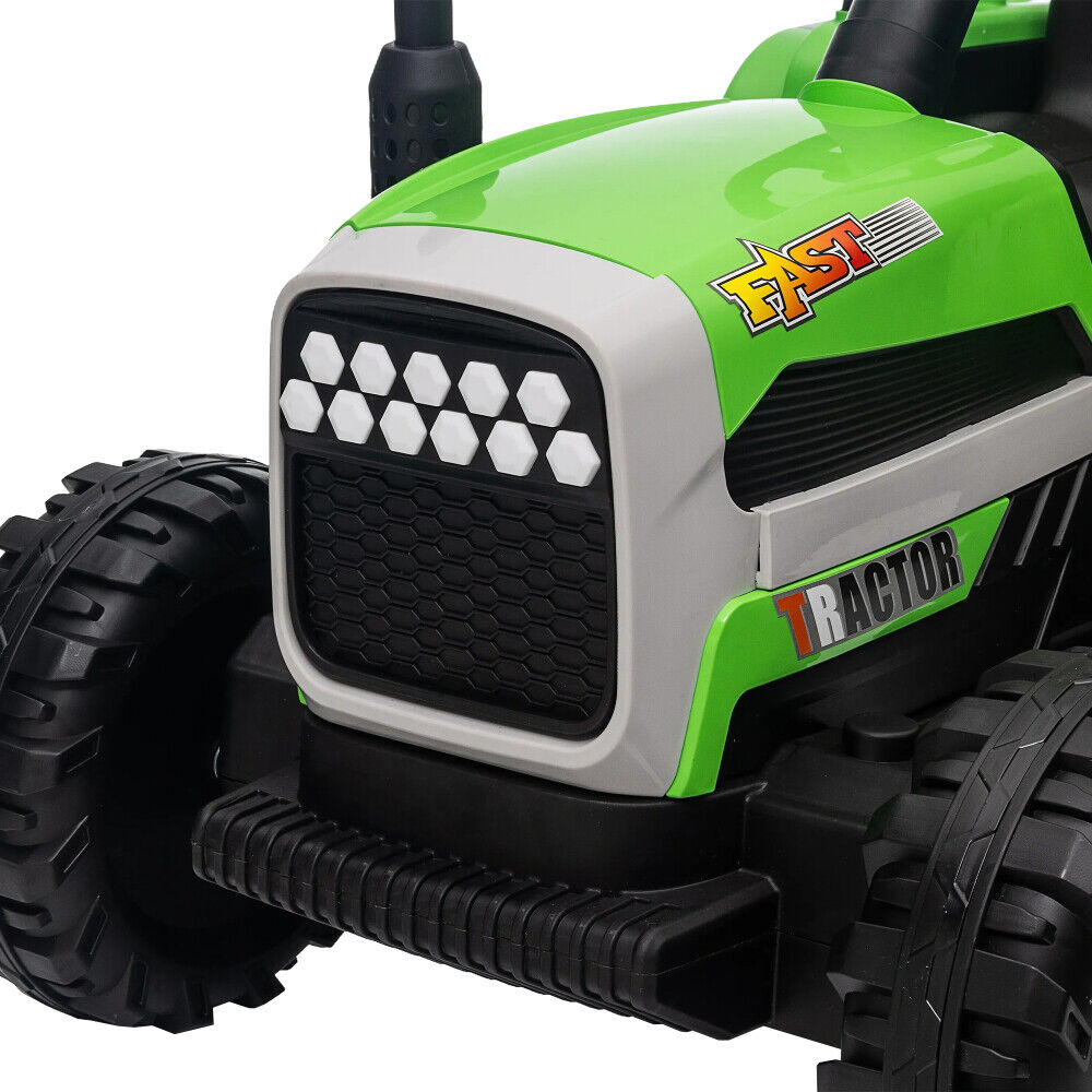 Remote Control Electric Tractor Trailer Ride-On Toy for Kids - 12V Battery Powered