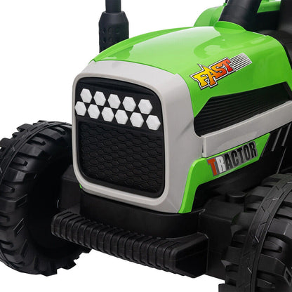 Remote Control Electric Tractor Trailer Ride-On Toy for Kids - 12V Battery Powered