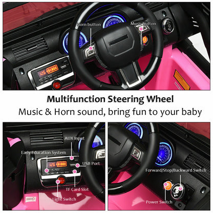 Remote Control Pink Ride-On Truck with Music and LED Lights for Kids - Perfect Christmas Gift