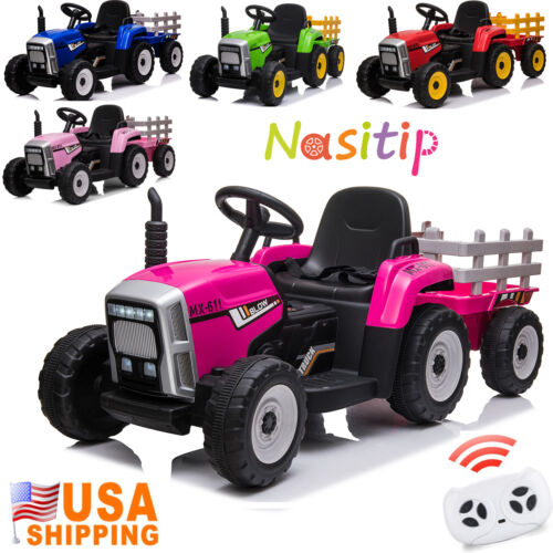 Remote Control Ride-On Tractor with Detachable Trailer for Kids - 12V Truck Toy