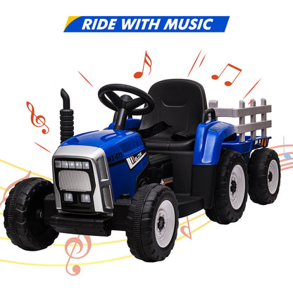 Remote Control Ride-On Tractor with Detachable Trailer for Kids - 12V Truck Toy