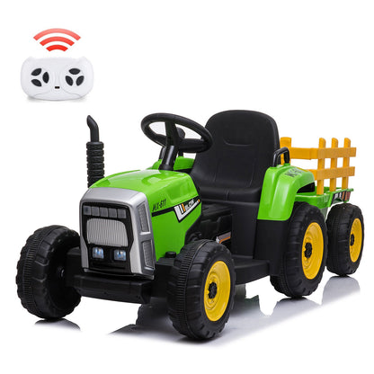 Remote Control Ride-On Tractor with Detachable Trailer for Kids - 12V Truck Toy