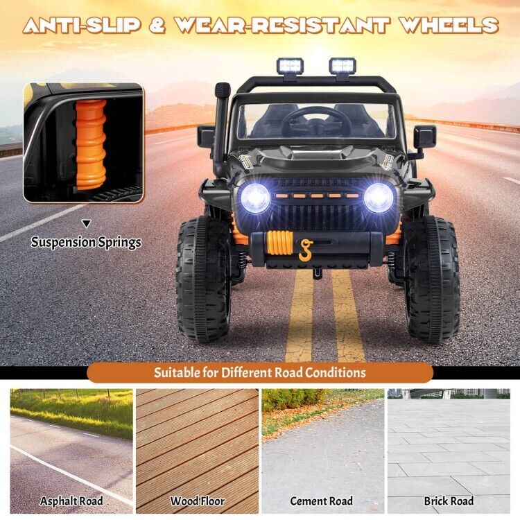 Remote Control Ride-On Truck for Kids with LED Lights - 12V Children's Driving Toy