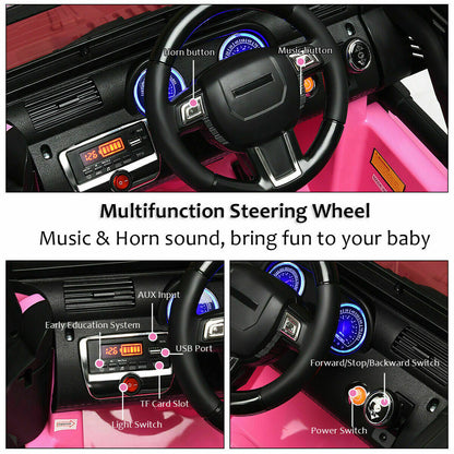 Remote Control Ride-On Truck for Kids with MP3 Player and LED Lights - Pink