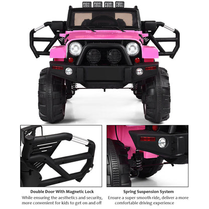 Remote Control Ride-On Truck for Kids with MP3 Player and LED Lights - Pink