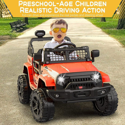 Remote Control Ride-On Truck with LED Lights and Bluetooth - Perfect Xmas Gift for Kids