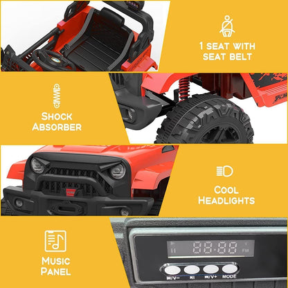 Remote Control Ride-On Truck with LED Lights and Bluetooth - Perfect Xmas Gift for Kids