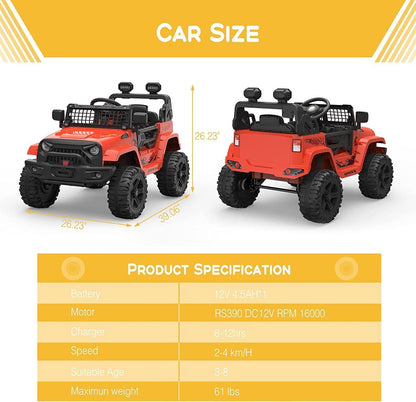 Remote Control Ride-On Truck with LED Lights and Bluetooth - Perfect Xmas Gift for Kids