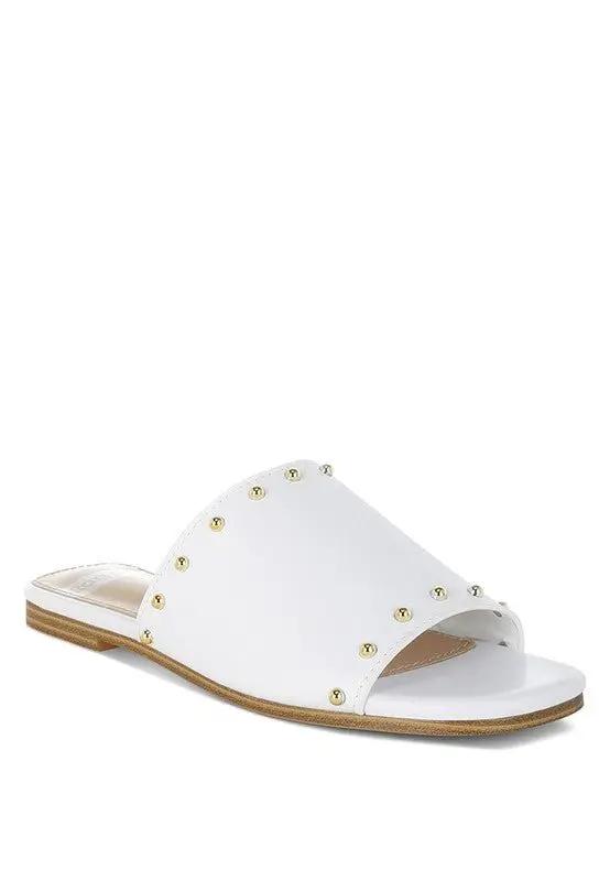 Dresses Rag Company Renaldi Genuine Leather Studded Slip-On Flats for Women