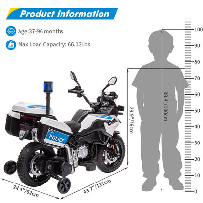 Rev Up the Fun with Our 12V Ride On Police Motorcycle for Kids - Featuring 2 Speeds, Music, and LED Lights!
