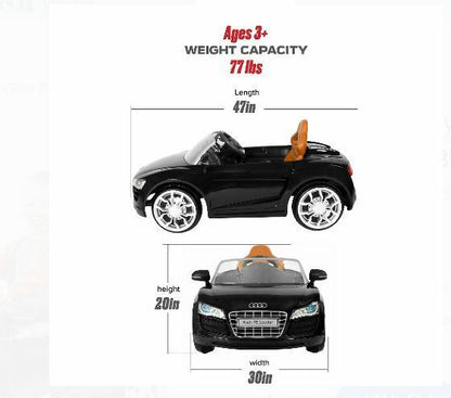 Rev up the Fun with the Audi R8 Spyder 6V Children's Ride-On Toy in Sleek Black