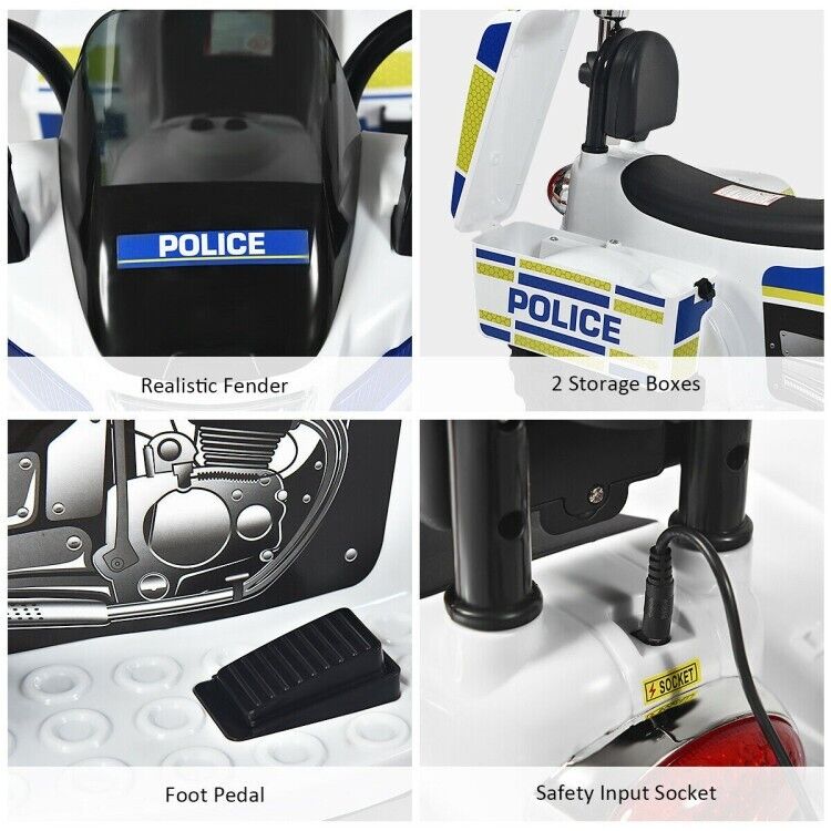 Police Motorcycle Trike for Kids with Flashing Siren - 3-Wheel Ride-On Toy for Children